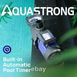 AQUASTRONG In/Above Ground Pool Pump 1.5 HP with Timer 115V with High Flow 81