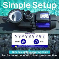 AQUASTRONG In/Above Ground Pool Pump 1.5 HP with Timer 115V with High Flow 81