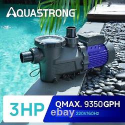 AQUASTRONG In/Above Ground Pool Pump, 3 HP with Timer, 220V, 9350GPH, High Flow