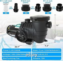 Above Ground/Inground Pool Pump 2HP Dual Voltage Pool Motor 115V/230V with