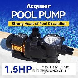Acquaer 1.5HP Pool Pump, 6950 GPH Above Ground Inground Swimming Pool Pump, 115V