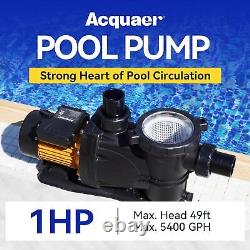 Acquaer 1 HP Pool Pump 5400 GPH Above Ground Inground Swimming Pool Pump, new