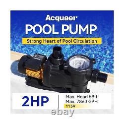 Acquaer 2 HP Pool Pump, 7860 GPH 115V Above Ground Inground Swimming Pool Pum