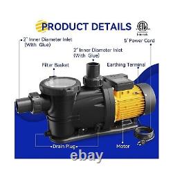 Acquaer 2 HP Pool Pump, 7860 GPH 115V Above Ground Inground Swimming Pool Pum