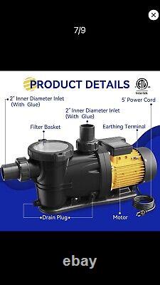 Acquaer Pool Pump 1 Horse Power 115 volts