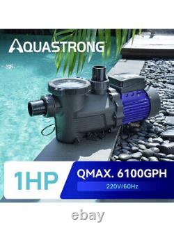 Aquastrong 1 HP In/Above Ground Pool Pump with Timer, 220V, 6100GPH, High Flow