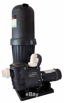 Deluxe In-Ground Swimming Pool 200SF Cartridge Filter System 2 Speed Pump 1.5HP