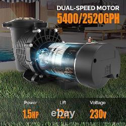 Dual Speed Pool Pump 1.5 HP Above Ground Inground Swimming Pool Pump with Filter