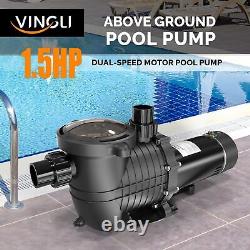 Dual Speed Pool Pump 1.5 HP Above Ground Inground Swimming Pool Pump with Filter