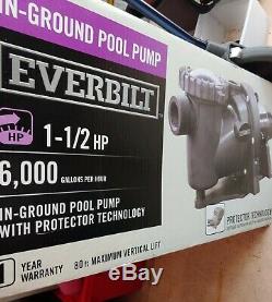 Everbilt 1-1/2 HP (1.5) In-Ground Pool Pump 6,000 Gallons/Hour NEW, Ships Free