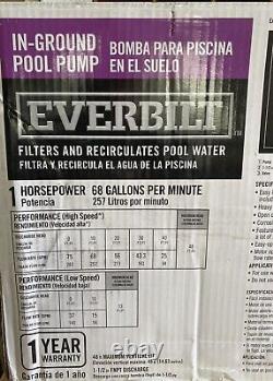 Everbilt 1 HP 2 Speed Pool Pump In Ground 230V Model SPP10002-2SP
