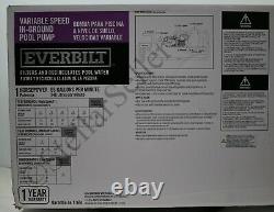 Everbilt 1 HP 65 GPM Variable Speed In-Ground Pool Pump PCP10001-VSP SEALED