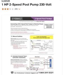 Everbilt 1 HP Pool Pump In Ground 2 Speed 230V Model SPP10002-2SP (NEW)