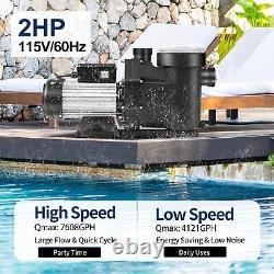 Hayward 2.0HP 2-Speed In/Above Ground Swimming Pool Pump with Strainer Basket 110V