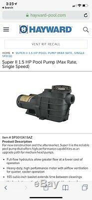 Hayward SP3010X15AZ Super Pump 1.5 HP In-ground Pool Pump open box