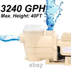 High-Flo 3240GPH Swimming Pool Pump for Above-Ground Pool 1/2HP Motor With Timer