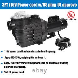 IMeshbean 2.5HP Inground Pool Pump Motor 9000GPH 98FT Head Lift 2 NPT 110-240V