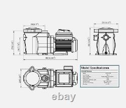 In-Ground 1.5HP Variable Speed Swimming Pool Pump 230 Volt 1.5 Ports