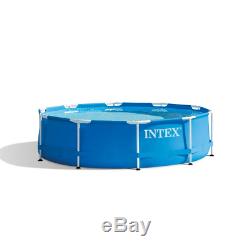 Intex 10' Foot x 30 Inch Swimming Metal Frame Pool Above Ground With Pump