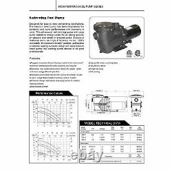 Northlight High Performance Self-Priming In-Ground Swimming Pool Pump, 0.75 HP