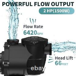 Pipopa 2hp Inground Pool Pump Dual Voltage 6420GPH Flow 66ft Head Lift