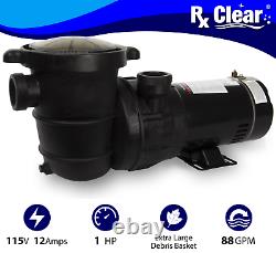 Rx Clear Above Ground 1 HP Single Speed Pump For Swimming Pool with Cord
