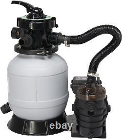 Sand Filter Above Ground 1/3HP Pool Pump 2087GPH Flow 10 for Spas Grey & Black