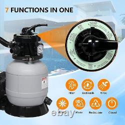 Sand Filter Above Ground 1/3HP Pool Pump 2087GPH Flow 10 for Spas Grey & Black