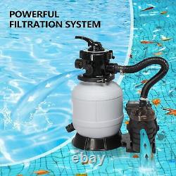 Sand Filter Above Ground 1/3HP Pool Pump 2087GPH Flow 10 for Spas Grey & Black