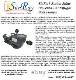 SunRay Solar Powered Pool Pump 1HP 48v to 120v 120 GPM Variable-Speed DC Motor