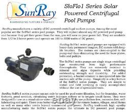 SunRay Solar Powered Pool Pump In Variable with 2 Panels 60v Pond DC 1HP Motor