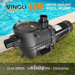 Swimming Pool Pump 1.5 HP Pool Pump 230V In/Above Ground Strainer 5400GPH