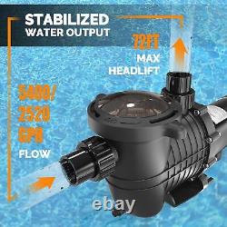 Swimming Pool Pump 1.5 HP Pool Pump 230V In/Above Ground Strainer 5400GPH