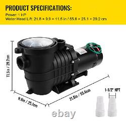 Swimming Pool Pump 1HP Pool Pump 110/220V 5544GPH In/Above Ground Strainer