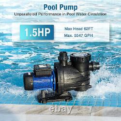 Swimming Pool Pump In/Above Ground with Strainer Basket 1.5HP 5547GPH Single Speed