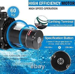 Swimming Pool Pump Motor 1.5HP 1100W Above Ground Pool Pump with Filter Strainer