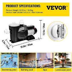 VEVOR 2.5HP Swimming Pool Pump Motor Hayward Lift 62ft In/Above Ground Pool Pump