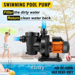 VEVOR Pool Pump Swimming Pool Pump 500/900/1200W 48/72V DC Pool Pump in Ground