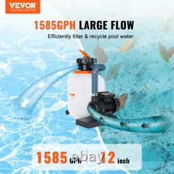 VEVOR Sand Filter Above Ground 0.35/0.33HP Pool Pump 1585GPH Flow 12/10 6-Way