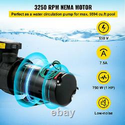 VEVOR Swimming Pool Pump 1HP Pool Pump with Strainer 110V 5220GPH In/Above Ground