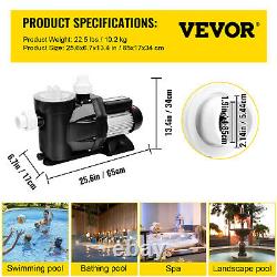 VEVOR Swimming Pool Pump 2.5HP Motor Hayward Lift 62ft In/Above Ground Pool Pump