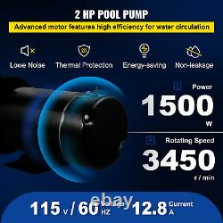 VEVOR Swimming Pool Pump 2 HP 90 GPH In/Above Ground Pool Pump with Strainer