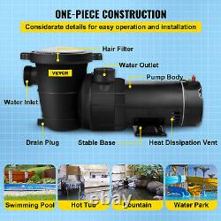 VEVOR Swimming Pool Pump In/Above Ground Pool Pump 2 HP 90 GPH with Strainer