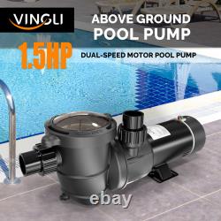 VINGLI Dual Speed Pool Pump 1.5 HP 115V Above Ground Swimming Pool 5400/2520GPH